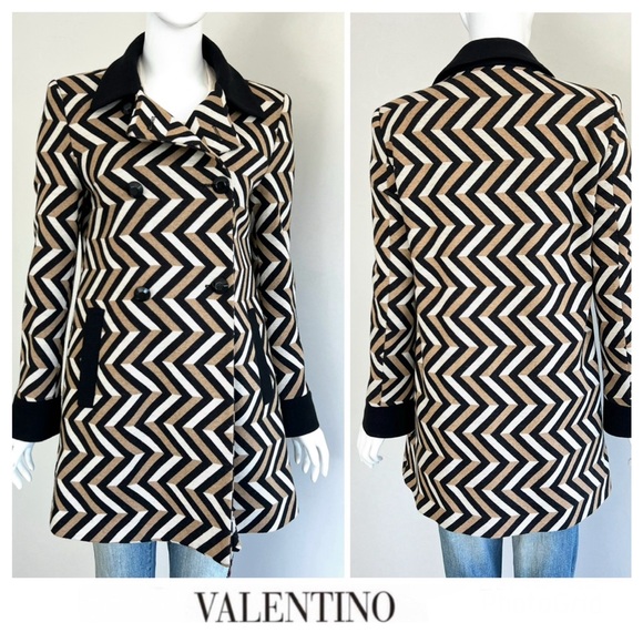 Valentino Jackets & Blazers - RED VALENTINO Wool Blend Multicolor Mid Length Double Breasted Pea Coat Sz 42